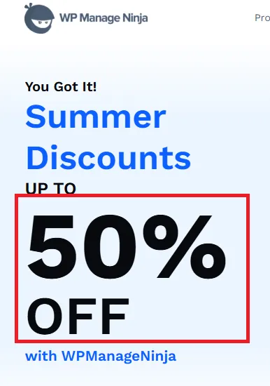 Wpmanageninja 50% off offer